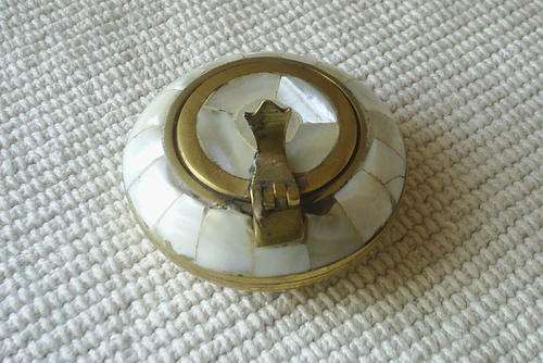 Brass and Mother of Pearl Traveling Ashtray