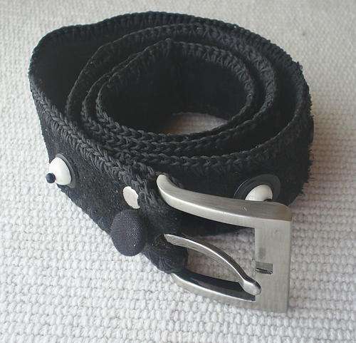 Black Handmade Suede/Button and Beaded belt