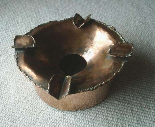 Old Handmade Copper Ashtray