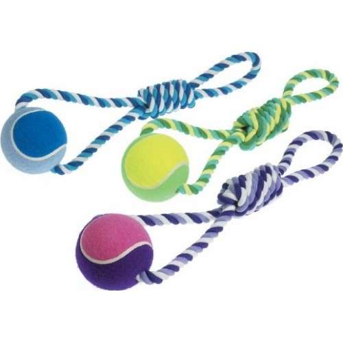 Dog tennis ball rope toy! *Different colors*