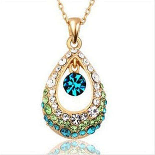 Super Gold plated Blue Crystal Teardrop