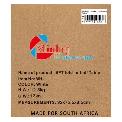 Minhaj - 1.8m Folding Trestle Table - Heavy Duty
