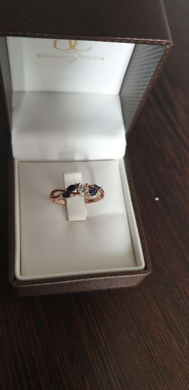 Willow Diamond Ring with Sapphire Accents