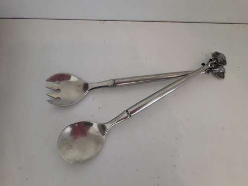 Stainless Steel and Pewter elephant salad servers