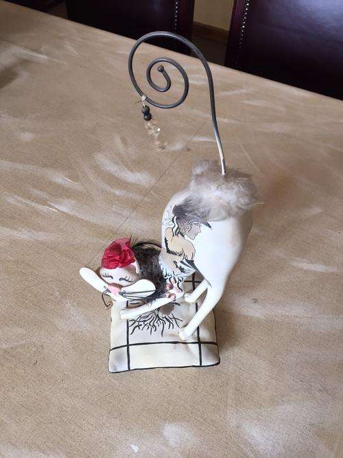 Cat Black and White with Red hat Meduim