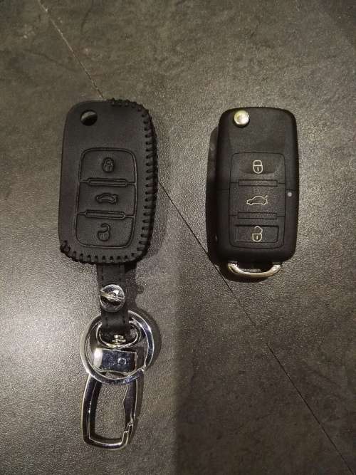 VW 3 Button Key Leather Case For Polo , Golf 5, 6