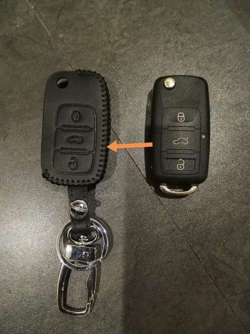 VW 3 Button Key Leather Case For Polo , Golf 5, 6