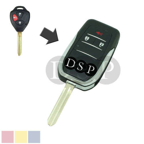 3 Button Modified Flip Remote Key Shell Case fit for TOYOTA Hilux .