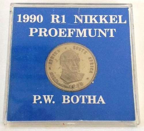 1990 R1 Proof Coin - PW BOTHA (in original casing)