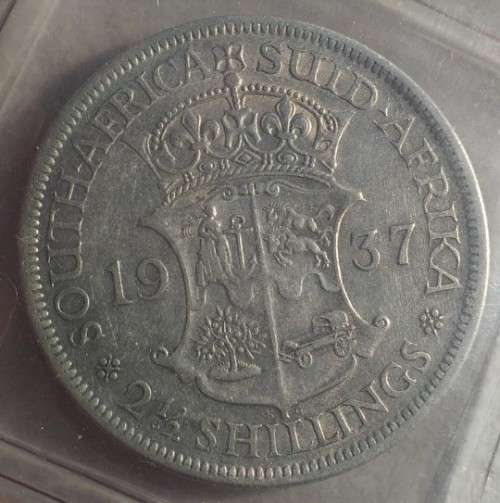 1937 Collection of Union of South Africa: incl SILVER HALF CROWN + TWO + ONE SHILLING