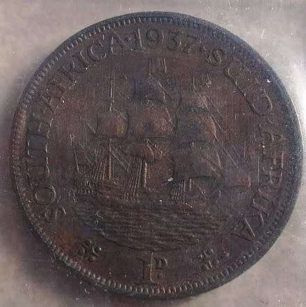 1937 Collection of Union of South Africa: incl SILVER HALF CROWN + TWO + ONE SHILLING