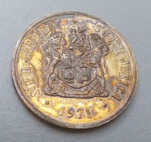 1971 SA Long Proof Set with SILVER 15g One Rand (no gold) - GOLDEN TONED SPRINGBOK!!!