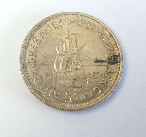 1952 SA Five Shillings 28g (0500 silver)  - 300 year Cape Town anniversary