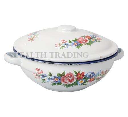 FOOD DISH 20CM WITH LID HANDLES AND DECOR