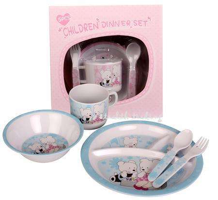 Melamine Feeding Set - 5pce Pink or Blue