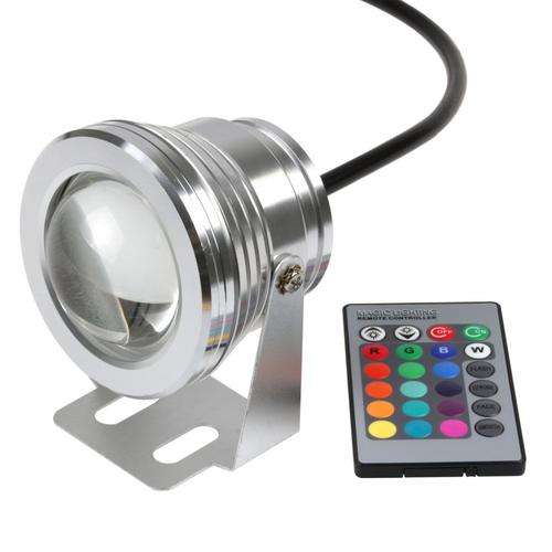 10W Red Green & Blue LED Flood Light Garden Underwater Pool Pond Spotlight + 24Key Remote