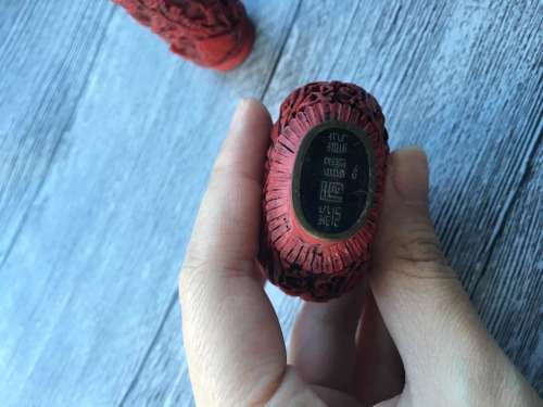 RARE ANTIQUE CHINESE RED CORAL HAND CARVED SNUFF BOTTLE X 2