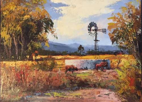 Stunning Stan Polson (SA 1971 -) original oil painting on canvas (40 x 30 cm). Low start..