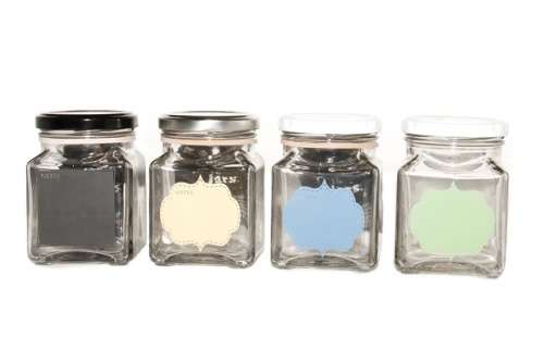 *R39*SMALL GLASS JAR WITH COLOUR NOTES