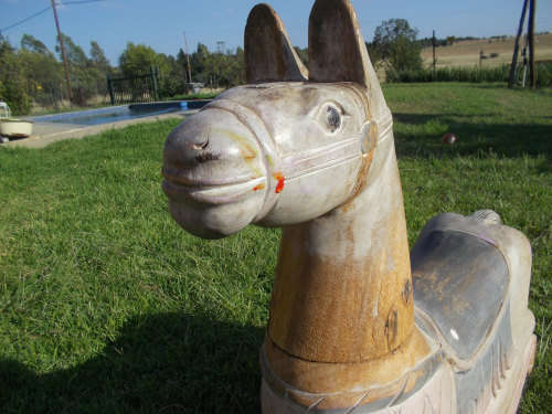 Vintage Handcrafted Solid Wood Rocking Horse
