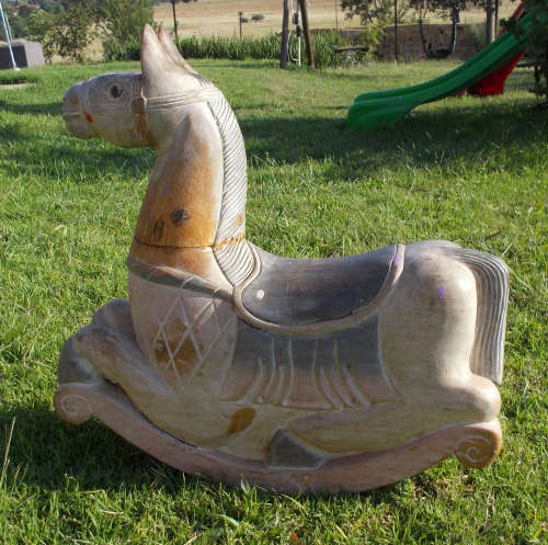 Vintage Handcrafted Solid Wood Rocking Horse