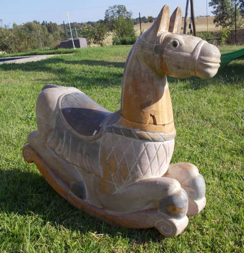 Vintage Handcrafted Solid Wood Rocking Horse