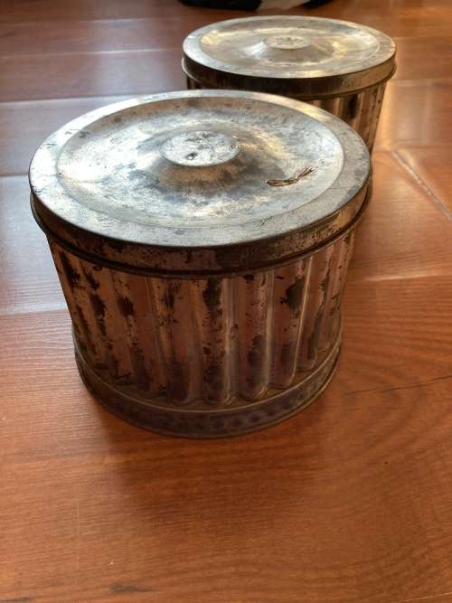 Set of Antique Bunt cake pan tin with lids