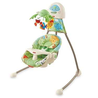 FISHER PRICE RAINFOREST OPEN TOP CRADLE SWING
