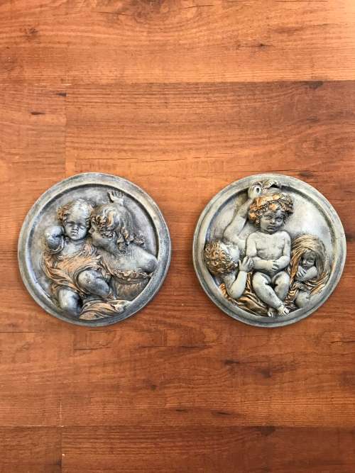 Pair E W Wyon Plaster Cast Plaques
