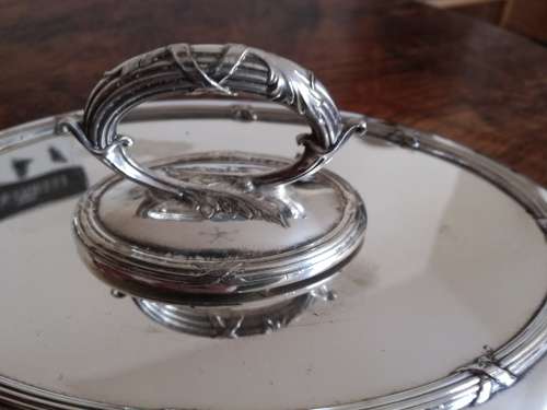 Elegant silver Plate Entree dish. Measurement length 30cm by height 14cm