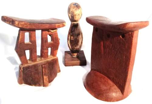 Beautiful collection of 2 Large African Head rests.for Jaxonrice (Statue in pic excluded)