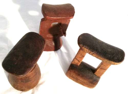 Collection of 3 Miniature African Head rests. Beautiful decorative item