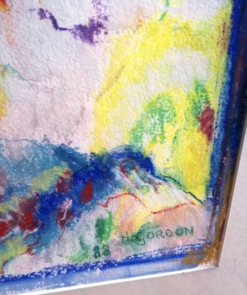 Beautiful floral Still life with window pastel signed H Gordon "88"(Framed - Silver gilt)