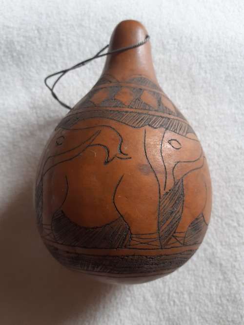 Vintage African handcrafted elephant designed musical calabash