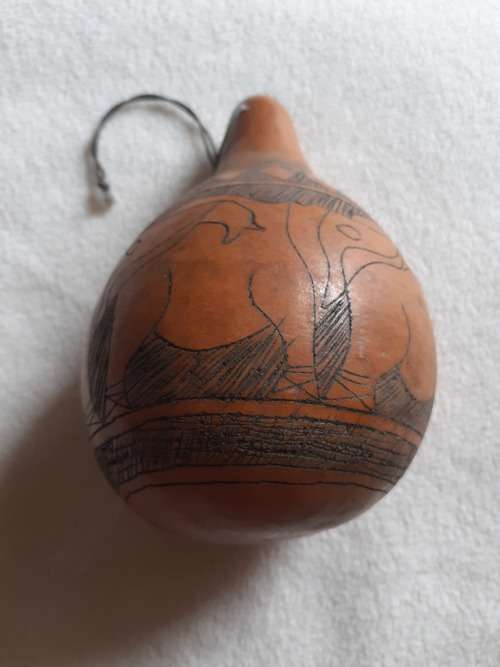 Vintage African handcrafted elephant designed musical calabash