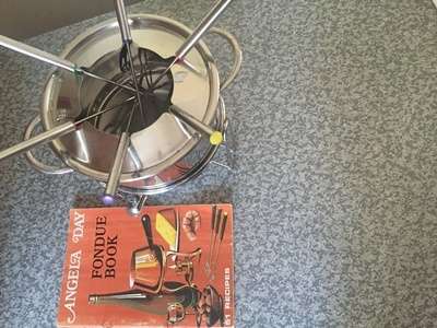 Vintage complete Fondue set with Vintage Fondue book