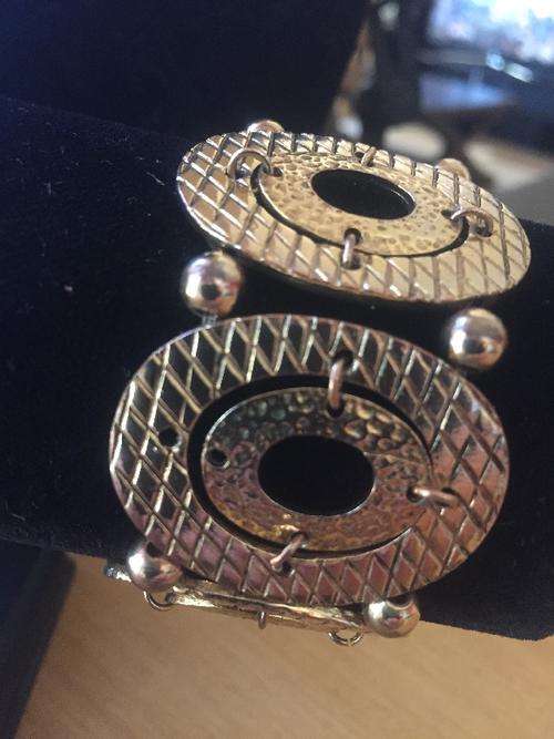 Vintage wide link brass bracelet TRIBAL Rare