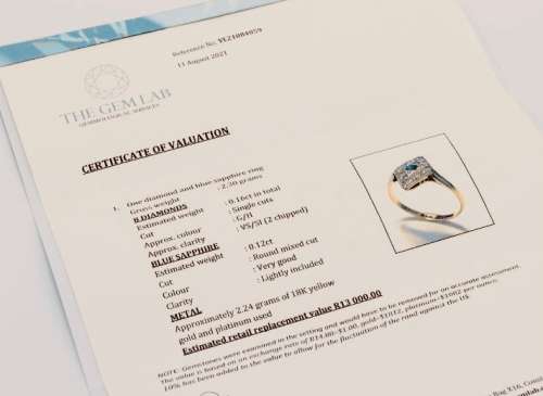 Art Deco 18ct Yellow Gold, Platinum, Sapphire and Diamond Ring with valuation cert. R 13 000.00