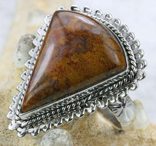 EXTRAORDINARY JASPER RING IN 925 STERLING SILVER