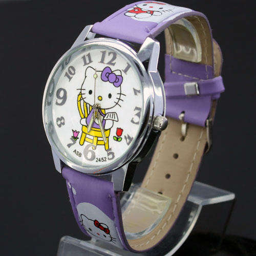 LOVELY PURPLE HELLO KITTY GIRL'S WATCH