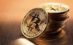 BITCOIN!! Gold Plated Physical Bitcoin in protective acrylic case.**LOCAL STOCK**