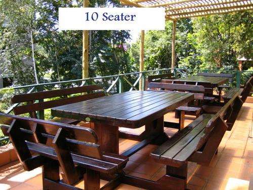 wooden picnic tables