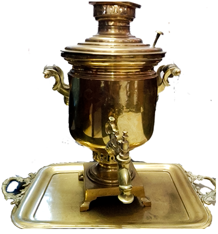 RUSSIAN SAMOVAR URN AND TRAY - 1886