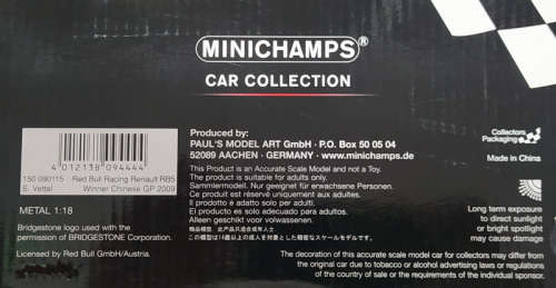 **RARE & AS NEW** 1/18 Minichamps Red Bull Racing Renault RB5 - 2009 - Sebastian Vettel