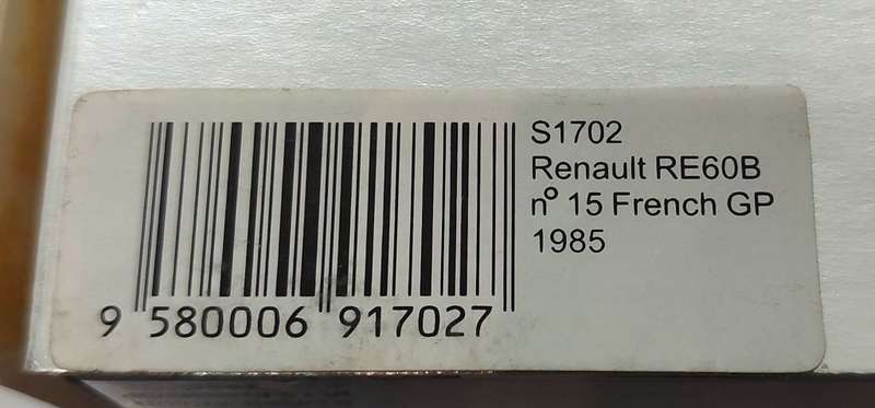**DAMAGED** 1/43 Spark Renault RE60B French GP 1985 Patrick Tambay #15