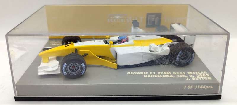 **USED** 1/43 Minichamps/Pauls Model Art Renault B201 Testcar Barcelona 2002 Jenson Button #15