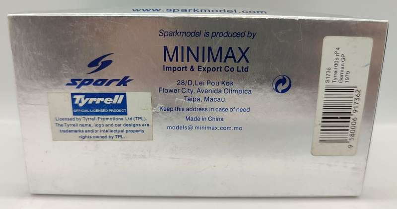 **BOXED** 1/43 Spark Tyrrell 009 German GP 1979 #4