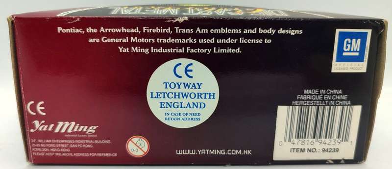 **DAMAGED** 1/43 Yat Ming Pontiac Firebird Trans Am 1979 (right wing mirror is missing)