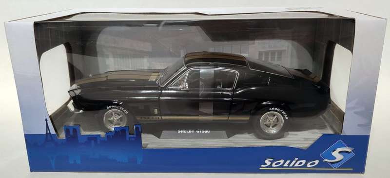 **NEW/BOXED** 1/18 Solido Shelby GT500 1967 Black with Gold Stripes