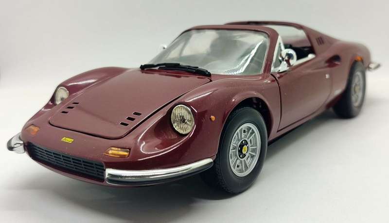 **PRE-LOVED/UNBOXED** 1/18 Hot Wheels Ferrari Dino 246 GTS - Maroon
